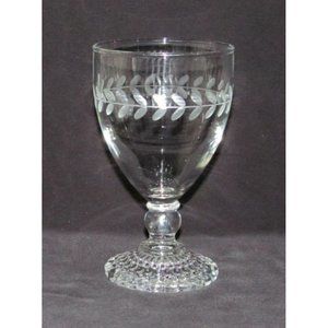 Anchor Hocking LAUREL Gray Cut Crystal Footed Water Goblet